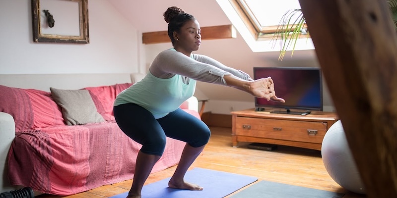 Practising yoga for stress relief